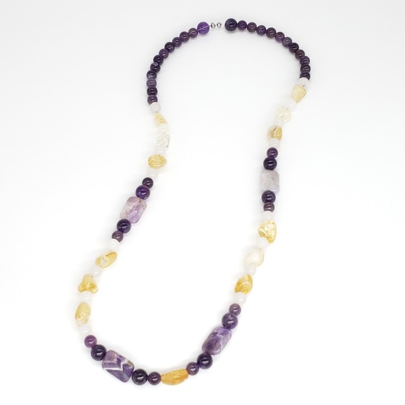 ๐ฅ Amethyst & Citrine Handmade Bead Boho Necklace - Picture 9 of 11